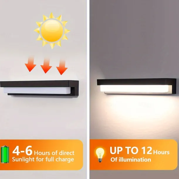 Outdoor Solar Wall Light, Dusk to Dawn Solar Light with 3 Lighting Modes, Wireless Exterior Solar Porch Light, Wall Mounted Patio Fence Outdoor Light Fixture