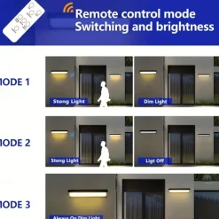 Outdoor Solar Wall Light, Dusk to Dawn Solar Light with 3 Lighting Modes, Wireless Exterior Solar Porch Light, Wall Mounted Patio Fence Outdoor Light Fixture