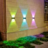 Outdoor Solar Wall Lights LED Garden Lights Smart Light Control Sensor Waterproof Wall Light Courtyard Porch Lamp Balcony Fence Passage Lighting Landscape Decoration Solar Night Light