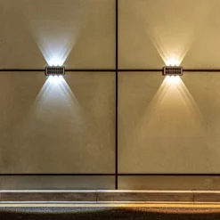 Outdoor Solar Wall Lights LED Garden Lights Smart Light Control Sensor Waterproof Wall Light Courtyard Porch Lamp Balcony Fence Passage Lighting Landscape Decoration Solar Night Light