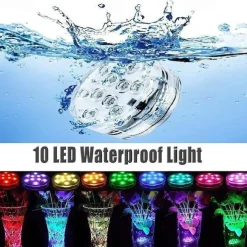 Outdoor Submersible Lights Underwater Swimming Pool Lights Waterproof Remote Control 4pcs 3W RGB 5.5V Suitable for Vases Aquariums 10 LED Beads