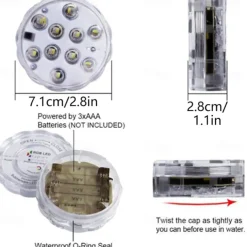 Outdoor Submersible Lights Underwater Swimming Pool Lights Waterproof Remote Control 4pcs 3W RGB 5.5V Suitable for Vases Aquariums 10 LED Beads
