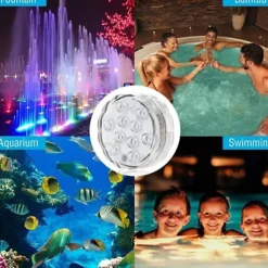 Outdoor Submersible Lights Underwater Swimming Pool Lights Waterproof Remote Control 4pcs 3W RGB 5.5V Suitable for Vases Aquariums 10 LED Beads
