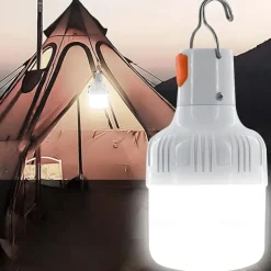 Outdoor USB Rechargeable LED Lamp Bulbs 60W Emergency Light Hook Up Camping Fishing Portable Lantern Night Lights