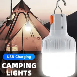 Outdoor USB Rechargeable LED Lamp Bulbs 60W Emergency Light Hook Up Camping Fishing Portable Lantern Night Lights