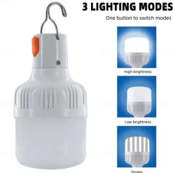 Outdoor USB Rechargeable LED Lamp Bulbs 60W Emergency Light Hook Up Camping Fishing Portable Lantern Night Lights