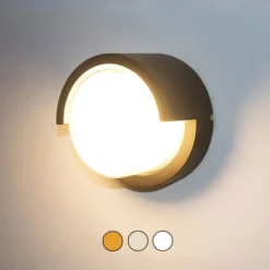 Outdoor Wall Lamp Porch Lamp 12W LED Matte Black Exterior Wall Lamp 3 Colors Can be Changed Suitable for Installing Wall Courtyard Lamp Garage Aisle Backyard Garden AC85-265V