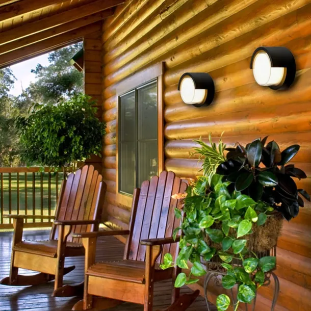 Outdoor Wall Lamp Porch Lamp 12W LED Matte Black Exterior Wall Lamp 3 Colors Can be Changed Suitable for Installing Wall Courtyard Lamp Garage Aisle Backyard Garden AC85-265V