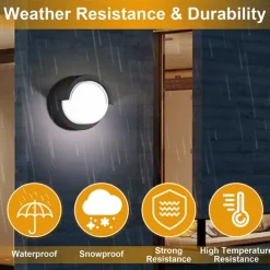 Outdoor Wall Lamp Porch Lamp 12W LED Matte Black Exterior Wall Lamp 3 Colors Can be Changed Suitable for Installing Wall Courtyard Lamp Garage Aisle Backyard Garden AC85-265V