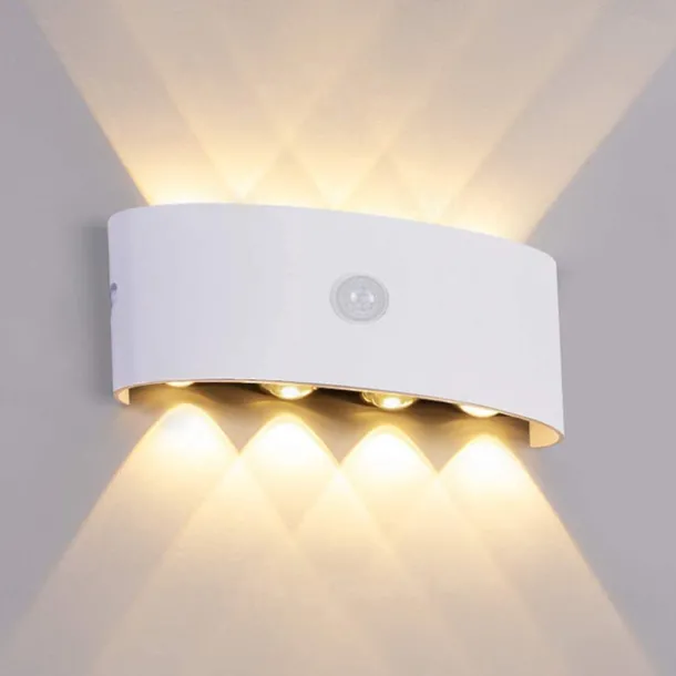 Outdoor Wall Light LED Motion Sensor Wall Sconce Light 8W Up Down Aluminium Modern Indoor Wall Lamps for Living Room Bedroom Corridor Hallway