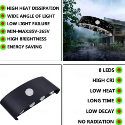 Outdoor Wall Light LED Motion Sensor Wall Sconce Light 8W Up Down Aluminium Modern Indoor Wall Lamps for Living Room Bedroom Corridor Hallway