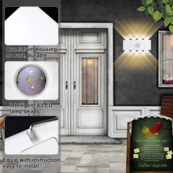 Outdoor Wall Light LED Motion Sensor Wall Sconce Light 8W Up Down Aluminium Modern Indoor Wall Lamps for Living Room Bedroom Corridor Hallway