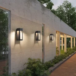 Outdoor Waterproof IP65 LED Long Strip Wall Light Modern Wall-Mounted Lamp Sconce Suitable for Living Room Courtyard Porch Patio, Black,Die-cast Aluminum Lights Warm White AC85-265V