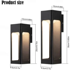 Outdoor Waterproof IP65 LED Long Strip Wall Light Modern Wall-Mounted Lamp Sconce Suitable for Living Room Courtyard Porch Patio, Black,Die-cast Aluminum Lights Warm White AC85-265V