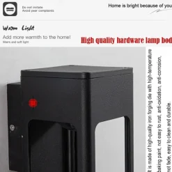 Outdoor Waterproof IP65 LED Long Strip Wall Light Modern Wall-Mounted Lamp Sconce Suitable for Living Room Courtyard Porch Patio, Black,Die-cast Aluminum Lights Warm White AC85-265V