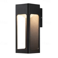 Outdoor Waterproof IP65 LED Long Strip Wall Light Modern Wall-Mounted Lamp Sconce Suitable for Living Room Courtyard Porch Patio, Black,Die-cast Aluminum Lights Warm White AC85-265V