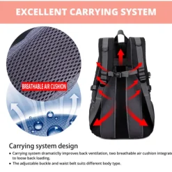 Outdoor Waterproof Nylon Backpack for Hiking, Travel, and School - Durable and Spacious for Students, Back to School