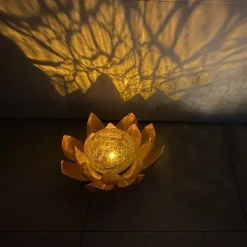 Outdoor Waterproof Solar Power Lotus Flower Light For Garden Yard Patio Lawn Path Driveway Decor Landscape Lights Solar Amber Cracked Glass Ball Light