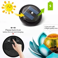 Outdoor Waterproof Solar Power Lotus Flower Light For Garden Yard Patio Lawn Path Driveway Decor Landscape Lights Solar Amber Cracked Glass Ball Light