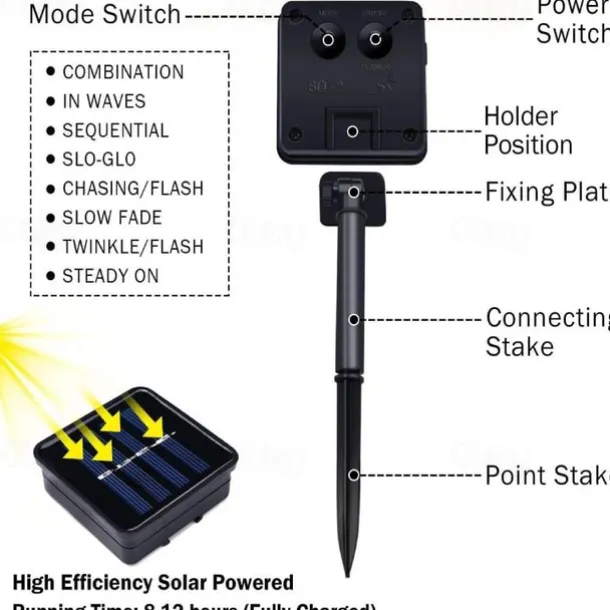 Outdoor Waterproof Solar LED String Lights 5M-20LEDs 7M-50LEDs 12mM-100LEDs 22M-200LEDs Christmas Fairy Light Holiday Lighting Tree Lights Wedding Party Christmas Tree Garden Indoor Outdoor Decoration