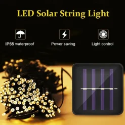 Outdoor Waterproof Solar LED String Lights 5M-20LEDs 7M-50LEDs 12mM-100LEDs 22M-200LEDs Christmas Fairy Light Holiday Lighting Tree Lights Wedding Party Christmas Tree Garden Indoor Outdoor Decoration