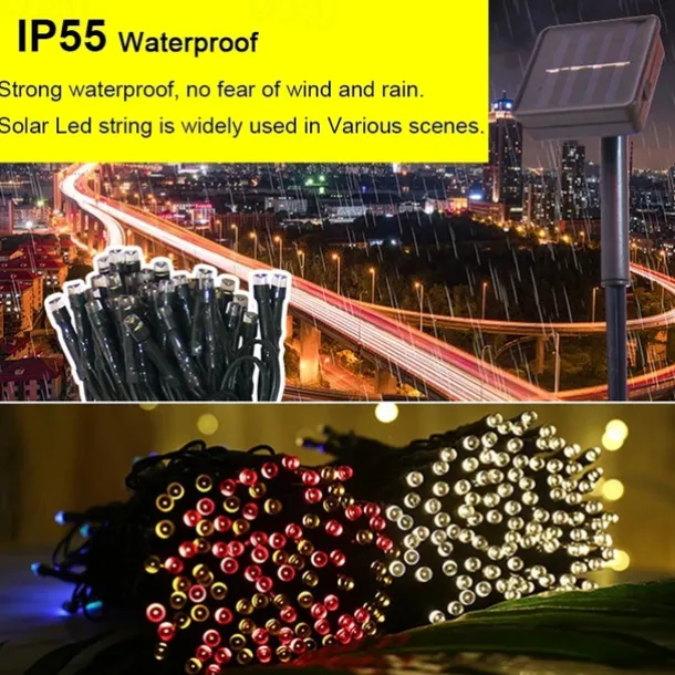 Outdoor Waterproof Solar LED String Lights 5M-20LEDs 7M-50LEDs 12mM-100LEDs 22M-200LEDs Christmas Fairy Light Holiday Lighting Tree Lights Wedding Party Christmas Tree Garden Indoor Outdoor Decoration