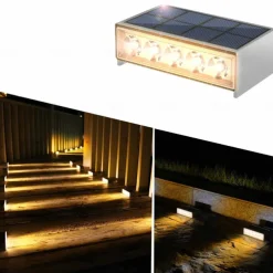 Outdoor Waterproof Solar Wall Lamp - Warm White & White Light 5 LEDs for Balcony, Steps, Deck, Porch and Fence Lighting 1pc