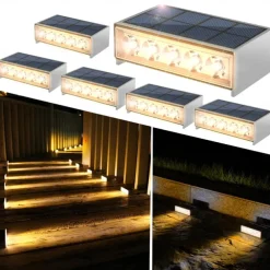 Outdoor Waterproof Solar Wall Lamp - Warm White & White Light 5 LEDs for Balcony, Steps, Deck, Porch and Fence Lighting 1pc