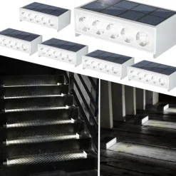 Outdoor Waterproof Solar Wall Lamp - Warm White & White Light 5 LEDs for Balcony, Steps, Deck, Porch and Fence Lighting 1pc