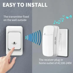 Outdoor Wireless Door Bell Chime Kit, 300M Remote Control Home Welcome My Melody Ring Doorbell