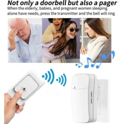 Outdoor Wireless Door Bell Chime Kit, 300M Remote Control Home Welcome My Melody Ring Doorbell