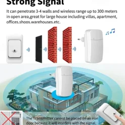 Outdoor Wireless Door Bell Chime Kit, 300M Remote Control Home Welcome My Melody Ring Doorbell
