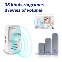 Outdoor Wireless Door Bell Chime Kit, 300M Remote Control Home Welcome My Melody Ring Doorbell