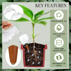 17oz Automatic Plant Watering Globes Plastic Self Watering Plant Waterer Watering Bulbs for Indoor Plants Drip Irrigation Plant Watering Devices with Slow Release Control for Garden