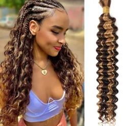 P4/27# Bulk Hair Human Hair Extension Deep Wave 1 Bundle Human Hair 12-28 Inch