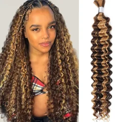 P4/27# Bulk Hair Human Hair Extension Deep Wave 1 Bundle Human Hair 12-28 Inch