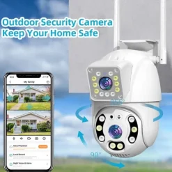 1080P Dual Lens Outdoor Security Camera CCTV Surveillance Camera PTZ Camera 2.4GHz Wireless WiFi Camera Motion Detection Night Vision Auto Tracking Camera IP66 Waterproof