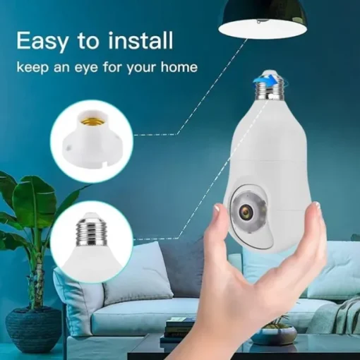 1080P HD Wireless WiFi Bulb Camera 2MP Light Socket IP Camera for Home Security Recording Indoor&Outdoor Two Way Audio PTZ Camera Baby Monitor with Night Vision Motion Tracking Auto Tracking