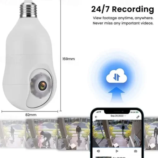 1080P HD Wireless WiFi Bulb Camera 2MP Light Socket IP Camera for Home Security Recording Indoor&Outdoor Two Way Audio PTZ Camera Baby Monitor with Night Vision Motion Tracking Auto Tracking