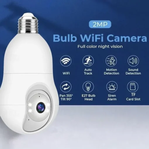 1080P HD Wireless WiFi Bulb Camera 2MP Light Socket IP Camera for Home Security Recording Indoor&Outdoor Two Way Audio PTZ Camera Baby Monitor with Night Vision Motion Tracking Auto Tracking