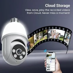 1080P Light Bulb Security Camera with Motion Detection and Alarm 2.4GHz WiFi Only Two-Way Talk Color Night Vision Human Detection for Indoor/Outdoor Home Security (with LED Bulb)