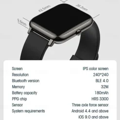 P22 Smart Watch 1.3 inch Smartwatch Fitness Running Watch Bluetooth Pedometer Fitness Tracker Activity Tracker Compatible with Android iOS Women Men Long Standby Camera Control Anti-lost IP 67 42.5mm