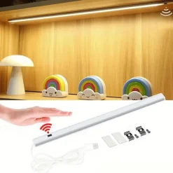 2Pack Cabinet Lights USB Powered Smart LED Kitchen Light Hand Sweep Sensor Light High Brightness Backlight for Cabinet Wardrobe Drawer Sensor Light 30/40cm