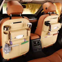 2Pack Car Seat Back Organizer PU Leather Car Seat Protector Travel Accessories Car Organizer Seat Protector Kick mats Back seat Protector and Cup Holder Travel Accessories