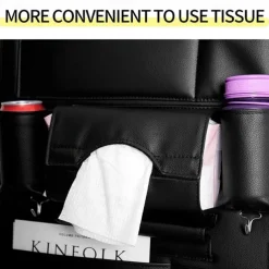 2Pack Car Seat Back Organizer PU Leather Car Seat Protector Travel Accessories Car Organizer Seat Protector Kick mats Back seat Protector and Cup Holder Travel Accessories