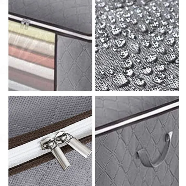 4-Pack Heavy-Duty Storage Bags with Zipper Under Bed Storage Waterproof Moving & Travel Storage Organizers Foldable Reinforced Handles for Clothes, Bedding,Blankets Space-Saving,Vertical Style