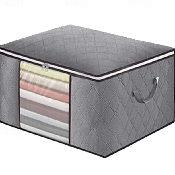 4-Pack Heavy-Duty Storage Bags with Zipper Under Bed Storage Waterproof Moving & Travel Storage Organizers Foldable Reinforced Handles for Clothes, Bedding,Blankets Space-Saving,Vertical Style