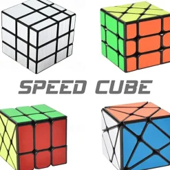 4-Pack QiYi Cube Set - Included 3x3 Fluctuation Angle Puzzle Cube - 2x3 Wheel Puzzle Cube - 3x3 Mirror Puzzle Cube 6 Color - 3x3 Square King Puzzle Cube