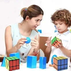 4-Pack QiYi Cube Set - Included 3x3 Fluctuation Angle Puzzle Cube - 2x3 Wheel Puzzle Cube - 3x3 Mirror Puzzle Cube 6 Color - 3x3 Square King Puzzle Cube