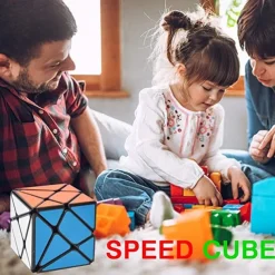 4-Pack QiYi Cube Set - Included 3x3 Fluctuation Angle Puzzle Cube - 2x3 Wheel Puzzle Cube - 3x3 Mirror Puzzle Cube 6 Color - 3x3 Square King Puzzle Cube